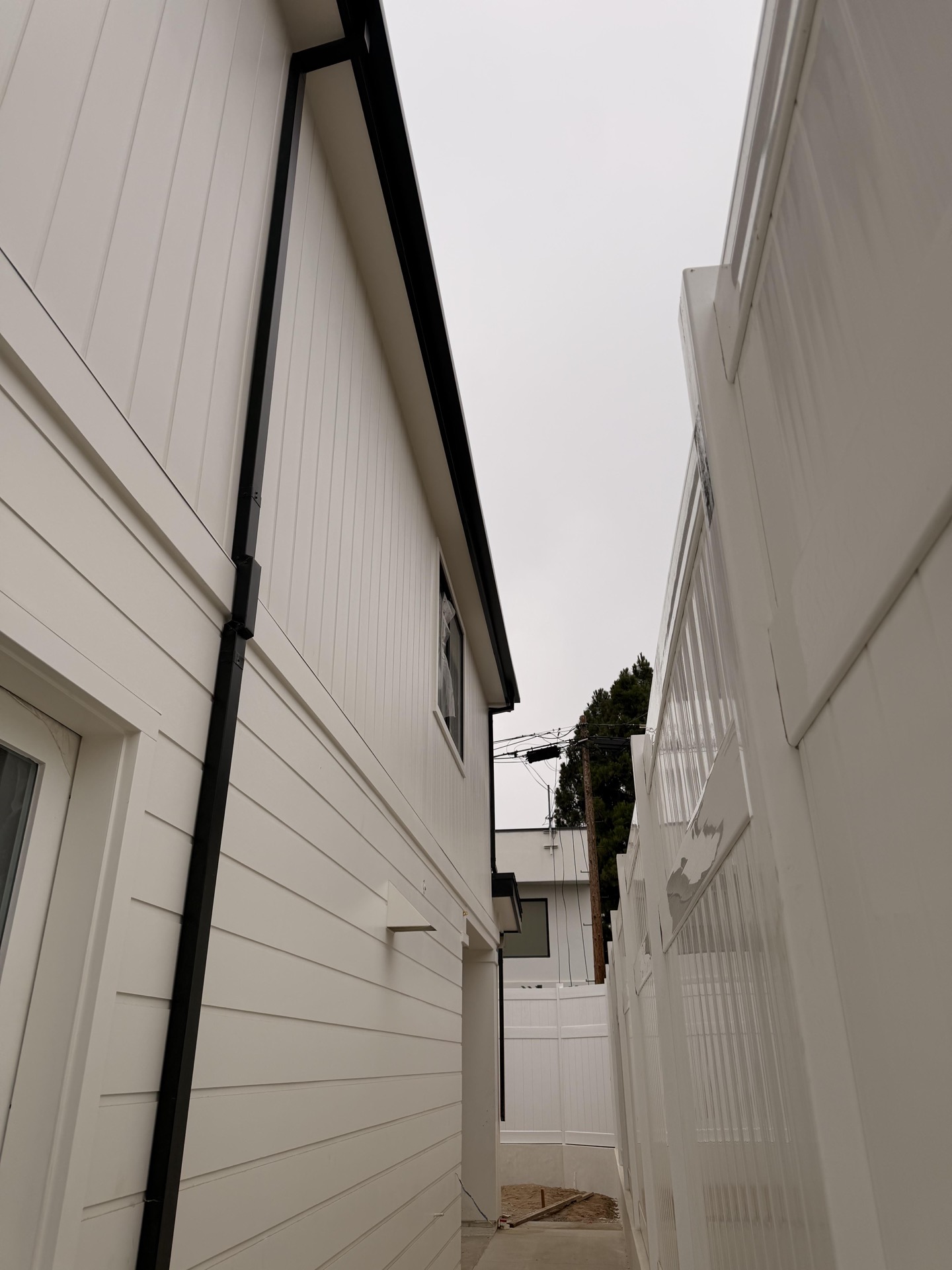 Completed modern gutter work on a two-story home